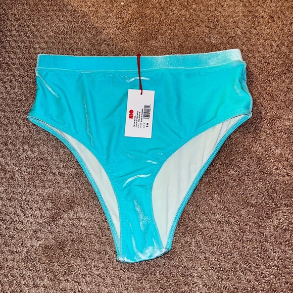 NWT Solid & Striped THE CORA BOTTOM SOLID VELVET AQUAMARINE Size Large - Picture 4 of 10